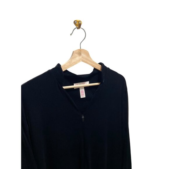 Oscar De La Renta Pink Label Velvet Embroidered Housecoat Black Size L Glam Cozy - Picture 9 of 13